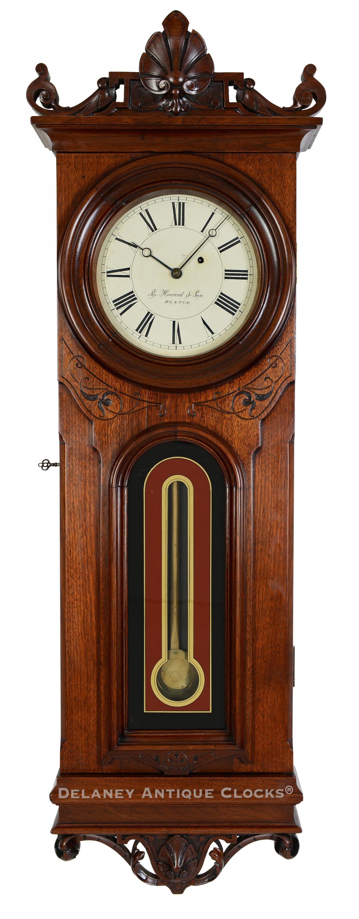 E. Howard & Co. Model No. 41 wall clock in black walnut. Boston, MA. 223049.