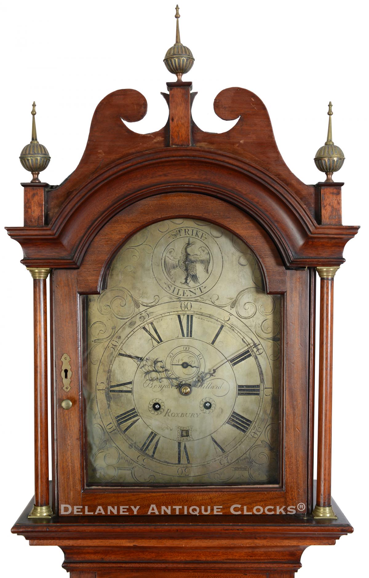 Benjamin Willard / ROXBURY. No. 175. Grandfather clock. CCC-61. Delaney Antique Clocks.