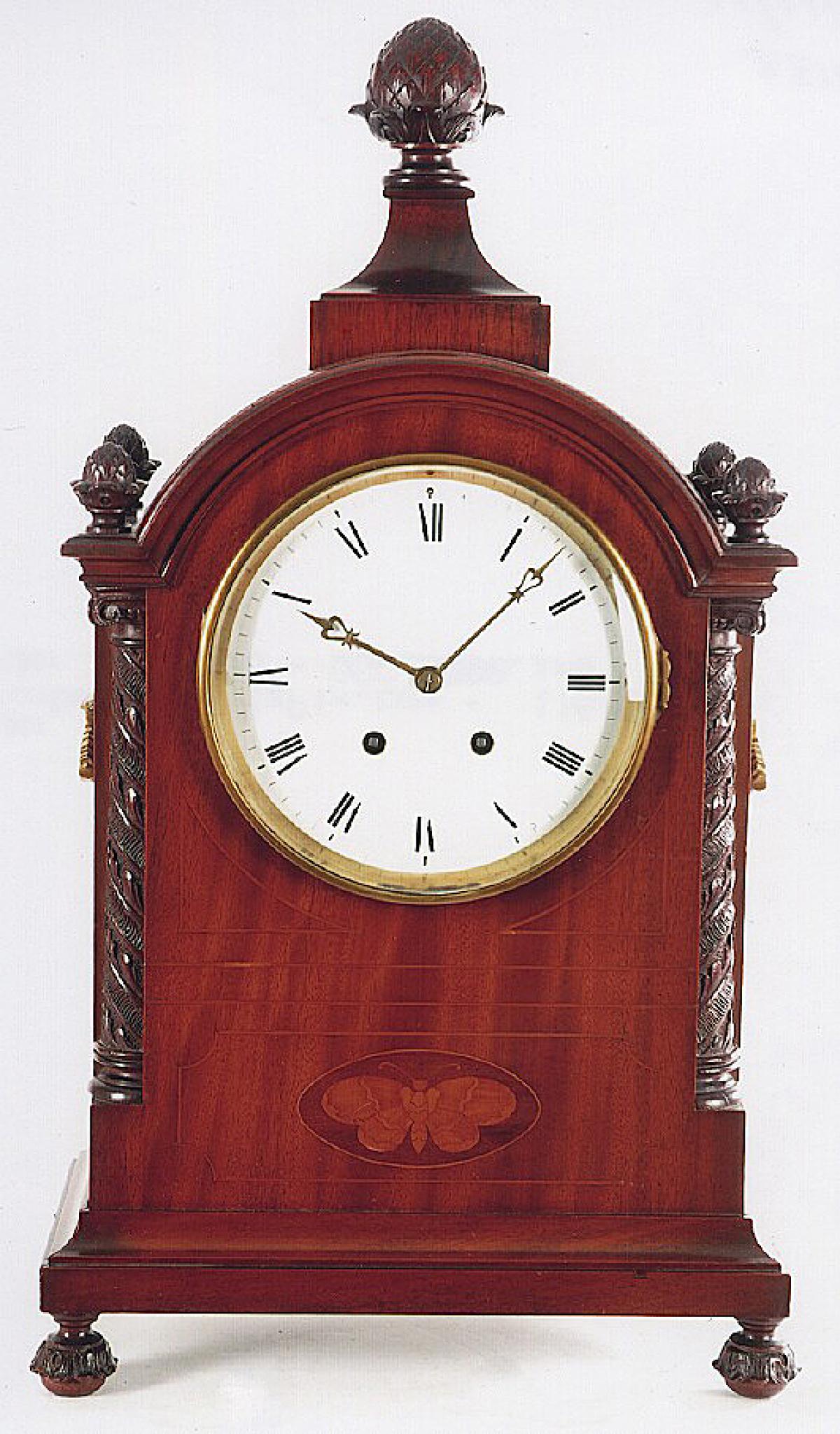 An inlaid mahogany case bracket clock. 214138. Delaney Clocks.