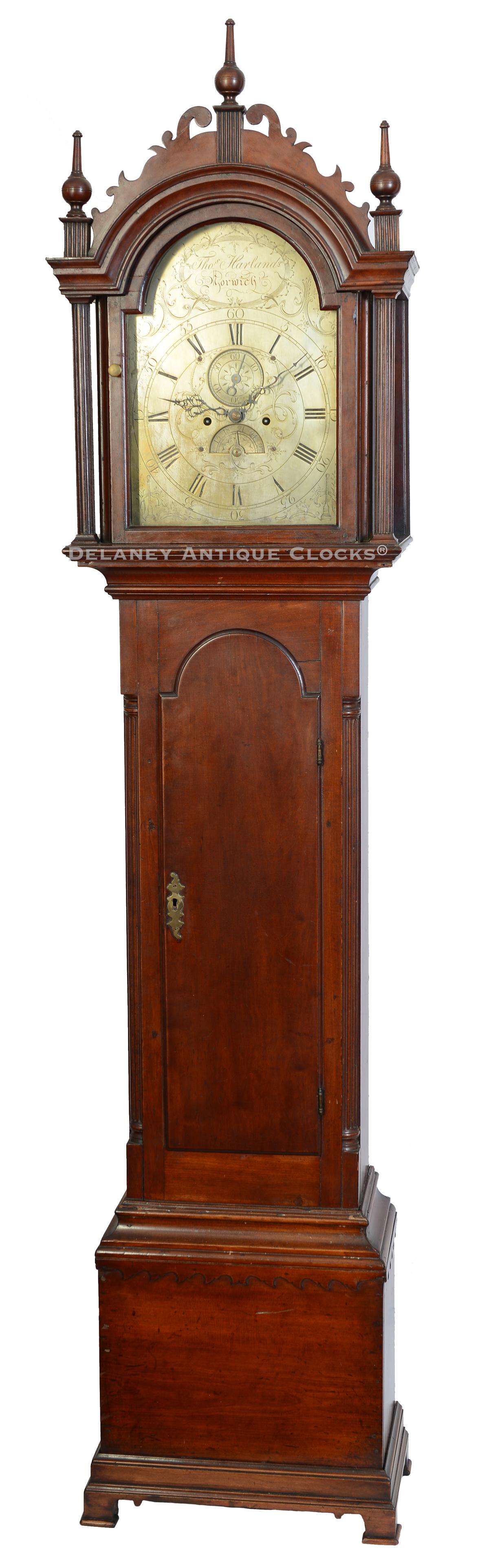 Thomas Harland of Norwich, Connecticut. A fine Chippendale cherry-cased tall clock of diminutive stature. DDD-14 Delaney Antique Clocks.