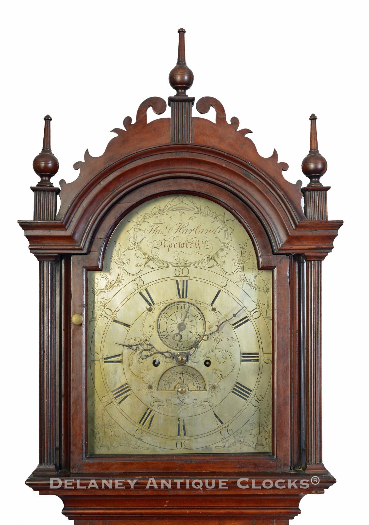 Thomas Harland tall clock hood. DDD-14 Delaney Antique Clocks.