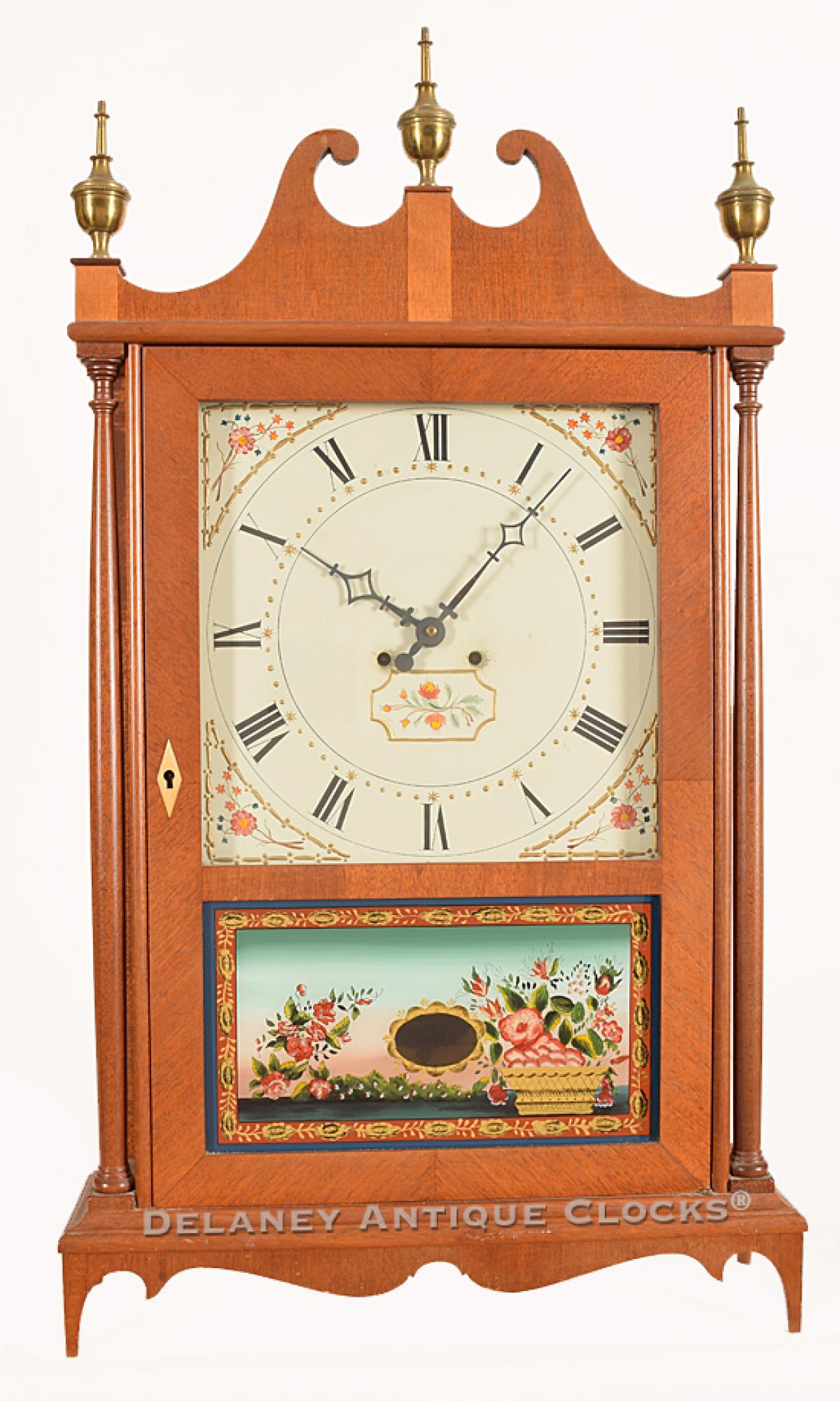 Elmer O. Stennes, Weymouth, Mass. A Pillar & Scroll Shelf Clock. 220108.