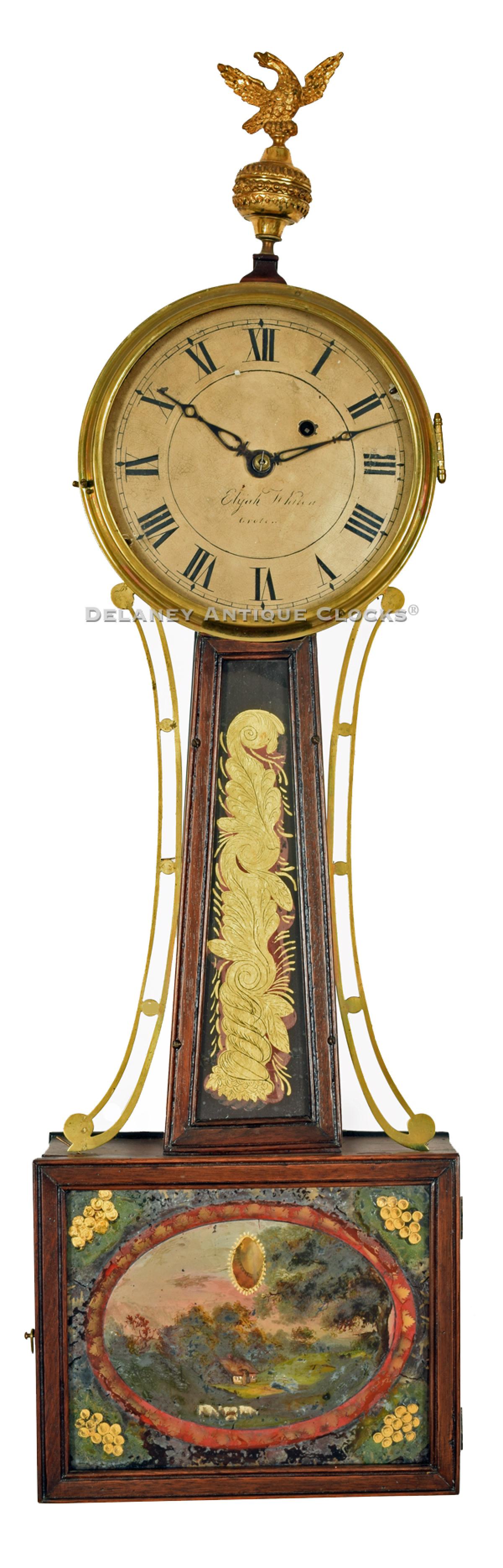 Elijah Whiton. A Groton, MA clockmaker. A banjo clock or wall timepiece. 27222.