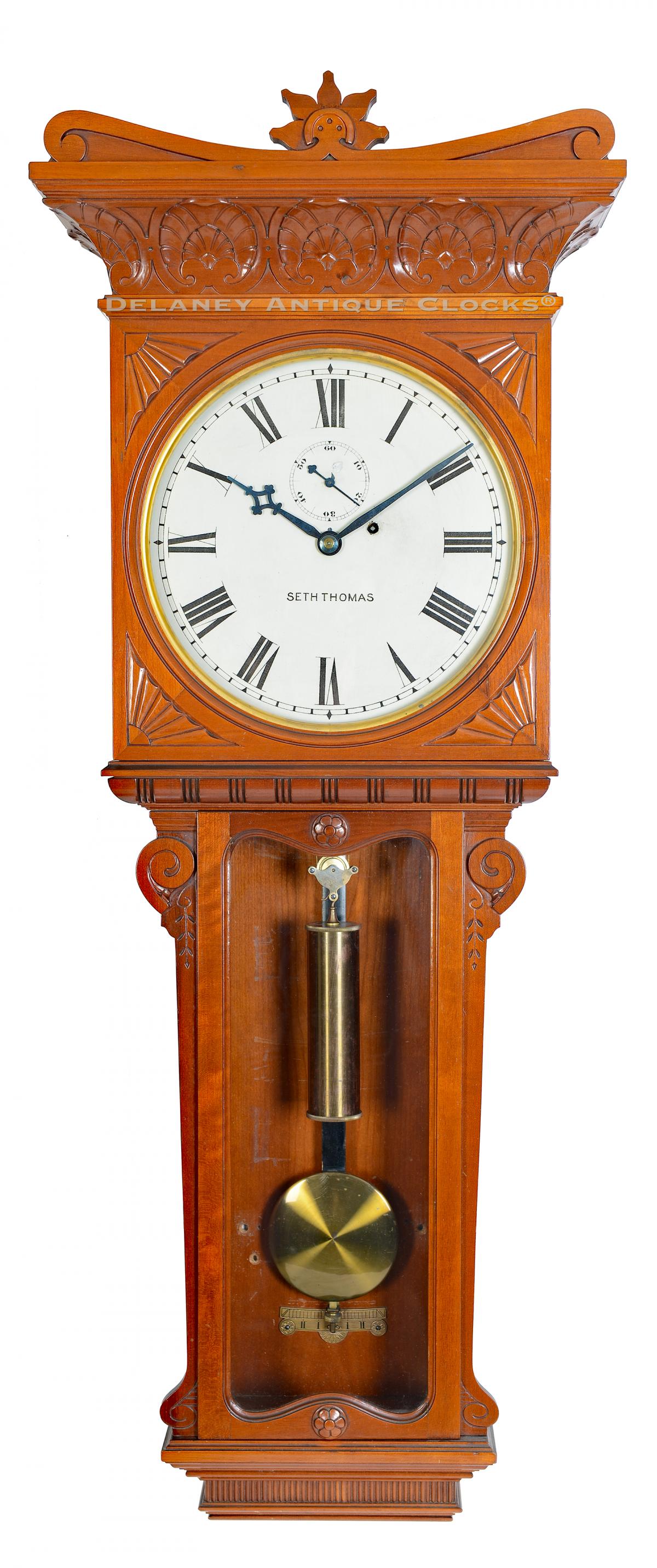 Seth Thomas "Regulator No. 7 long version." 223326. Delaney Antique Clocks.