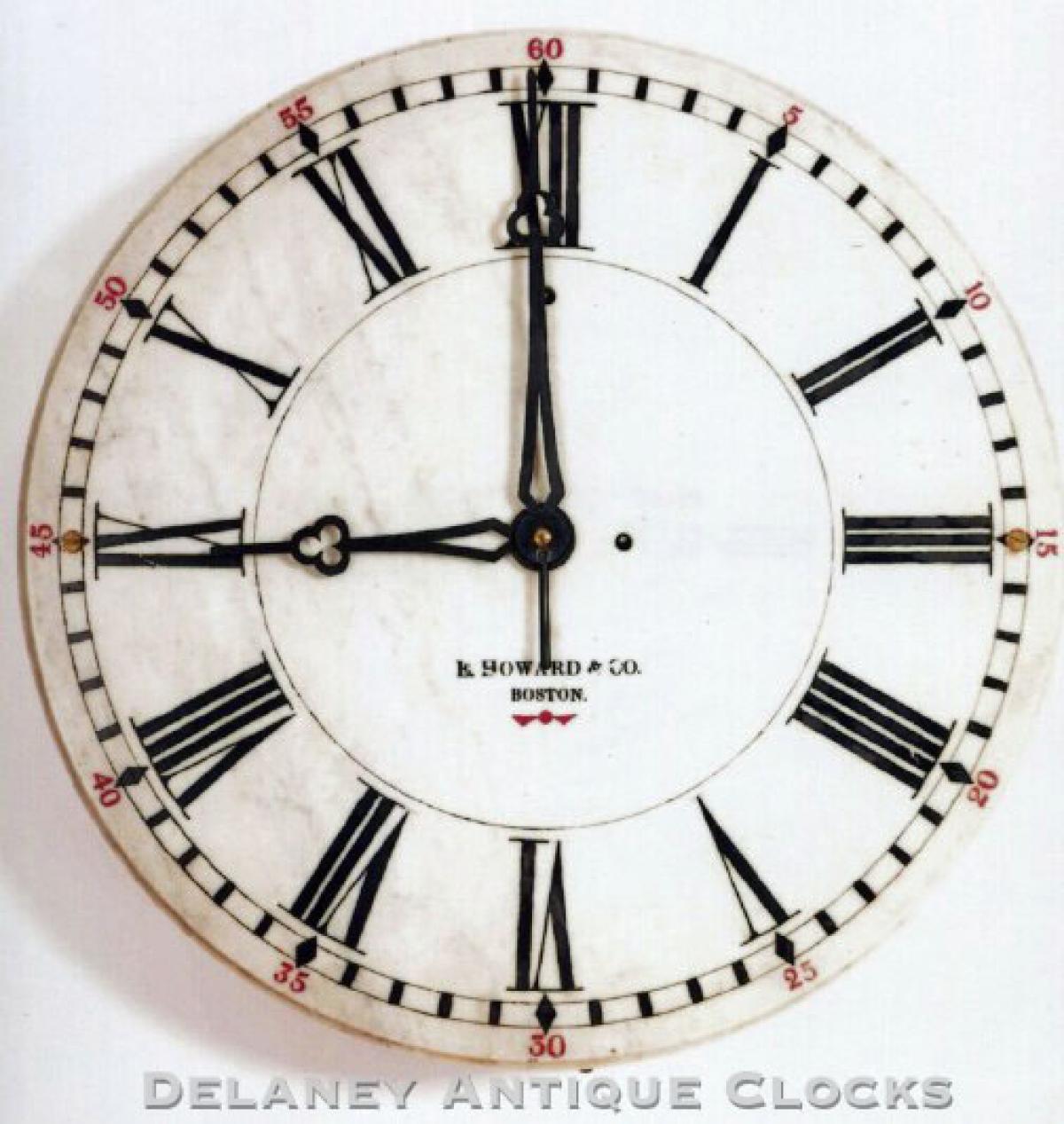 E. Howard & Company Marble Dial Clock Model No. 21. Eight-day spring-powered movement. UU-62.