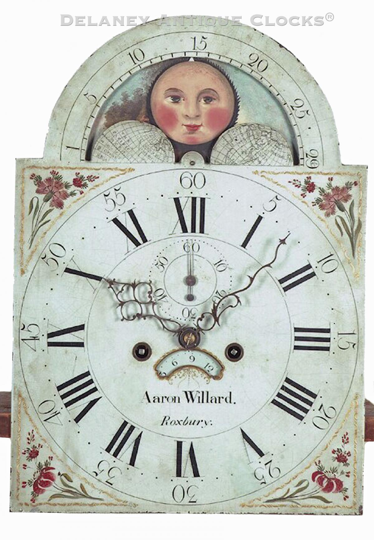 Aaron Willard clock dial. 210066. Delaney Antique Clocks.