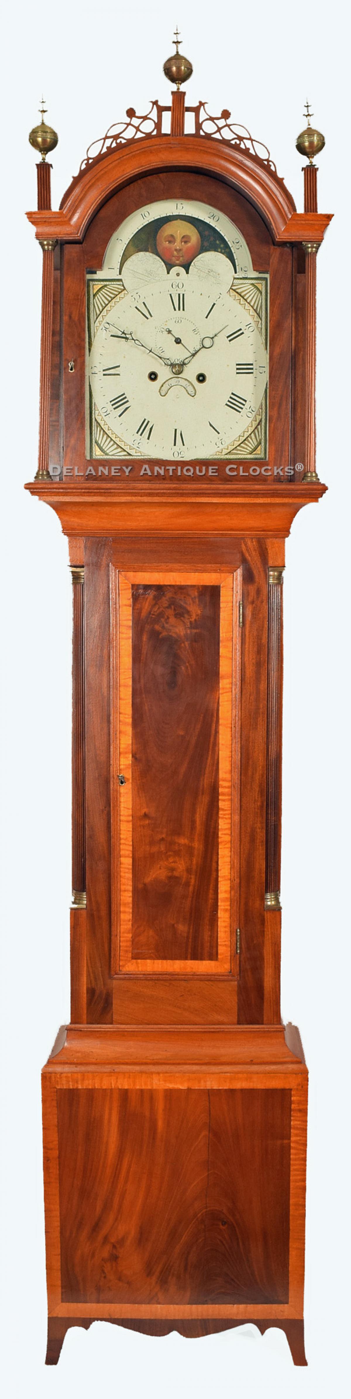 David Wood (Attribution) Newburyport, Massachusetts. A cross banded mahogany case tall clock. Moses Fowler's clock. 217038.