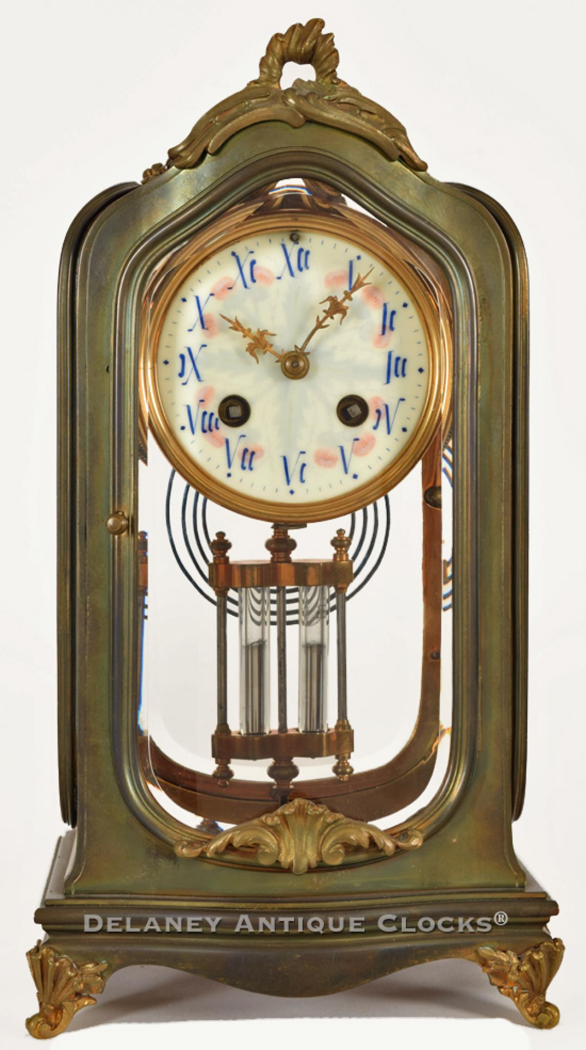 Art nouveau crystal regulator case. 218089. Delaney Clocks.