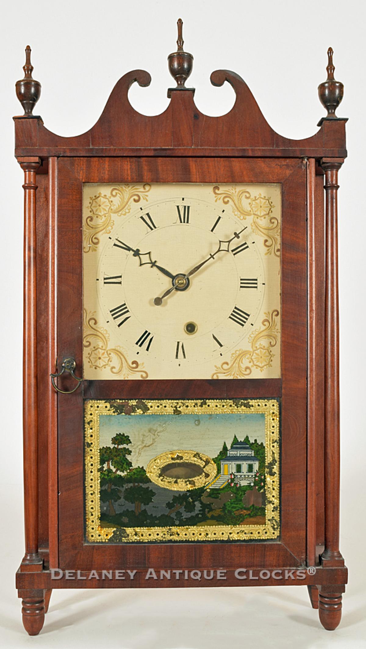 Chauncey Jerome Bristol, Connecticut. A Miniature Pillar & Scroll Shelf Clock 1830. ZZ-66.