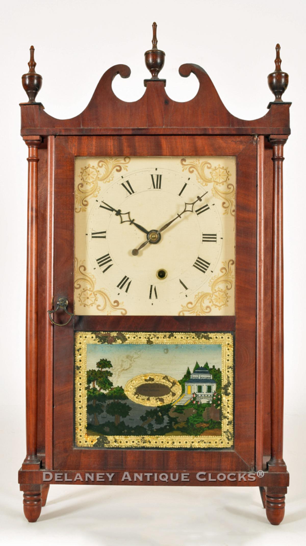 Chauncey Jerome Miniature Pillar & Scroll Shelf Clock 1830. ZZ-66.