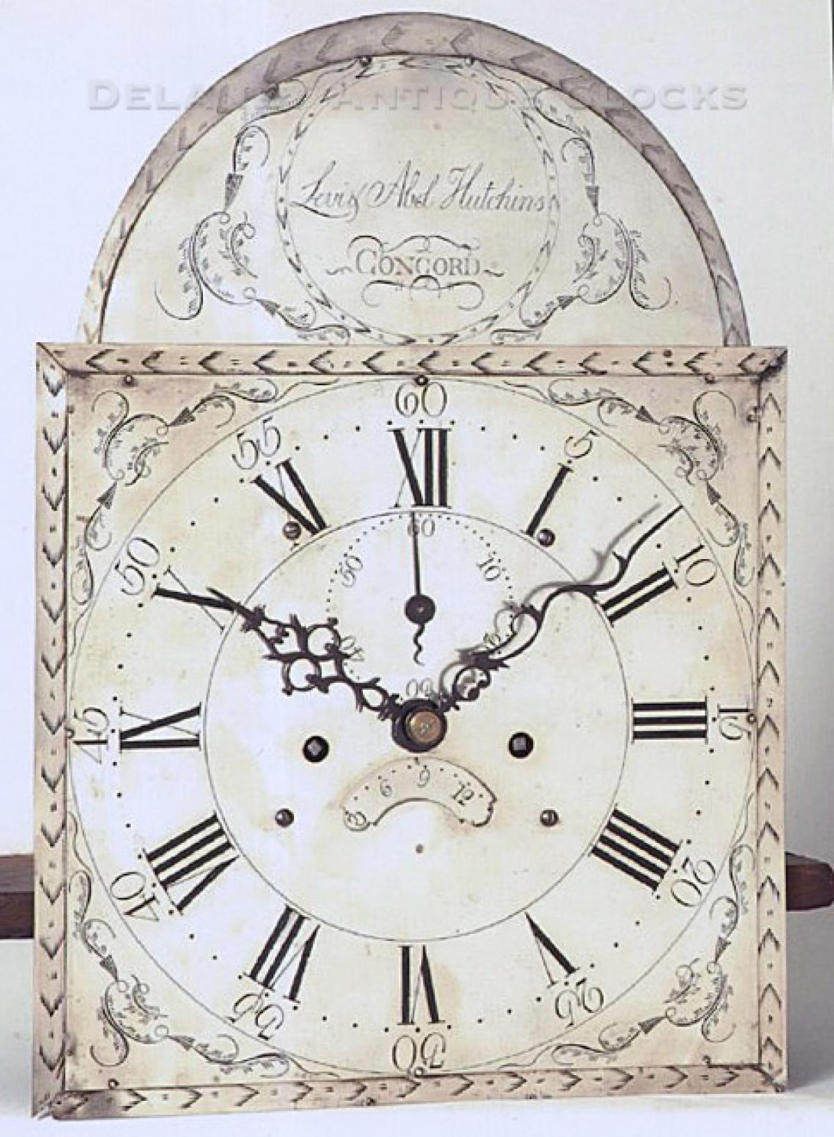 Levi & Abel Hutchins Concord, New Hampshire. Grandfather clock dial. LL-29.