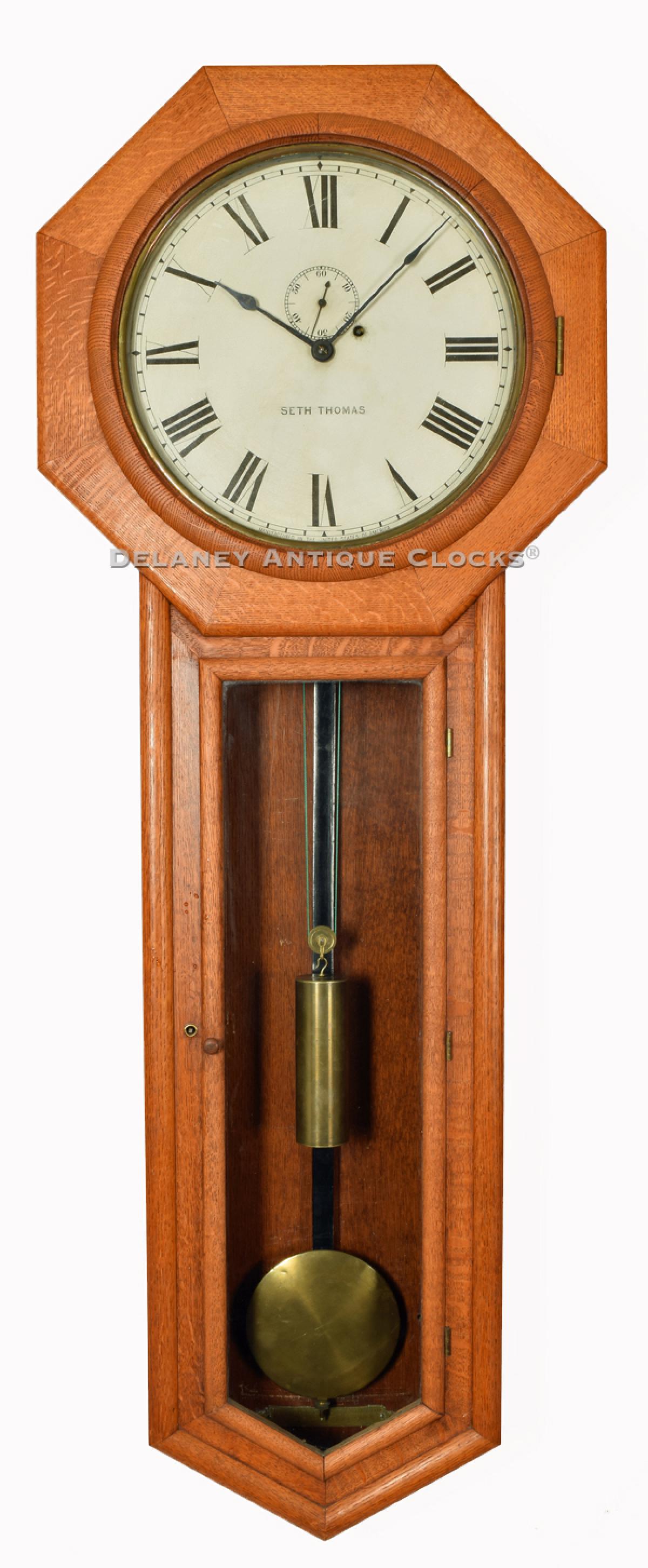 Seth Thomas Regulator No. 18 wall regulator in light oak. 221097.