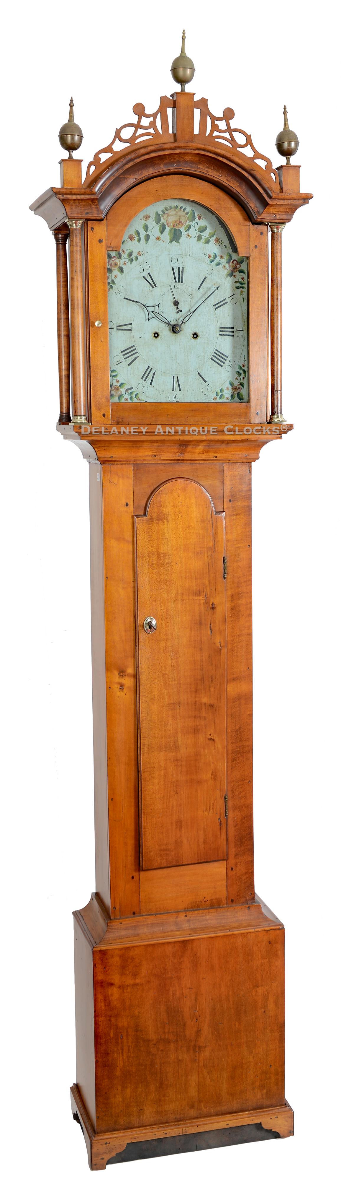 This maple case tall clock was made in Berwick, Maine. 221186.