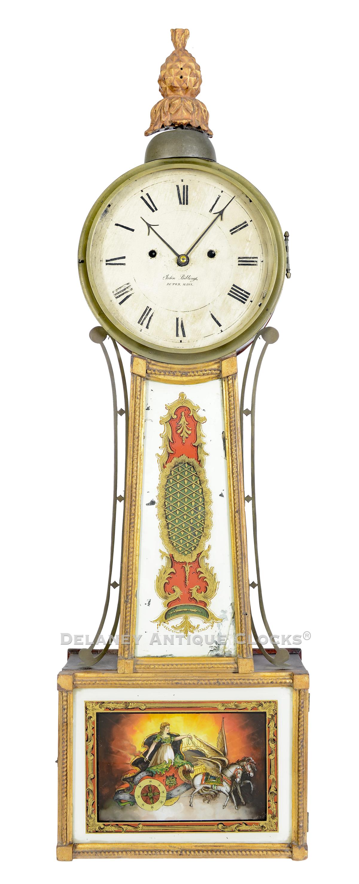 Jonathan Billings of Acton, MA. A full striking banjo clock. 224076.