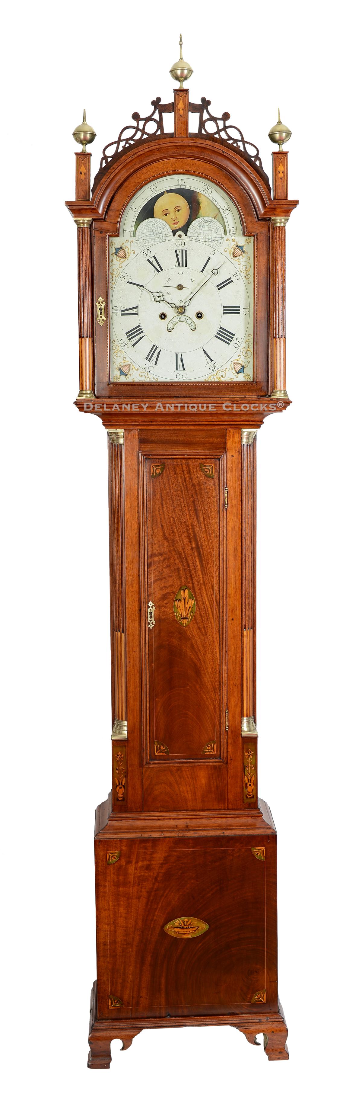 Calvin Bailey of Hanover, MA in a Theodore Cushing of Hingham clock case. 224086.