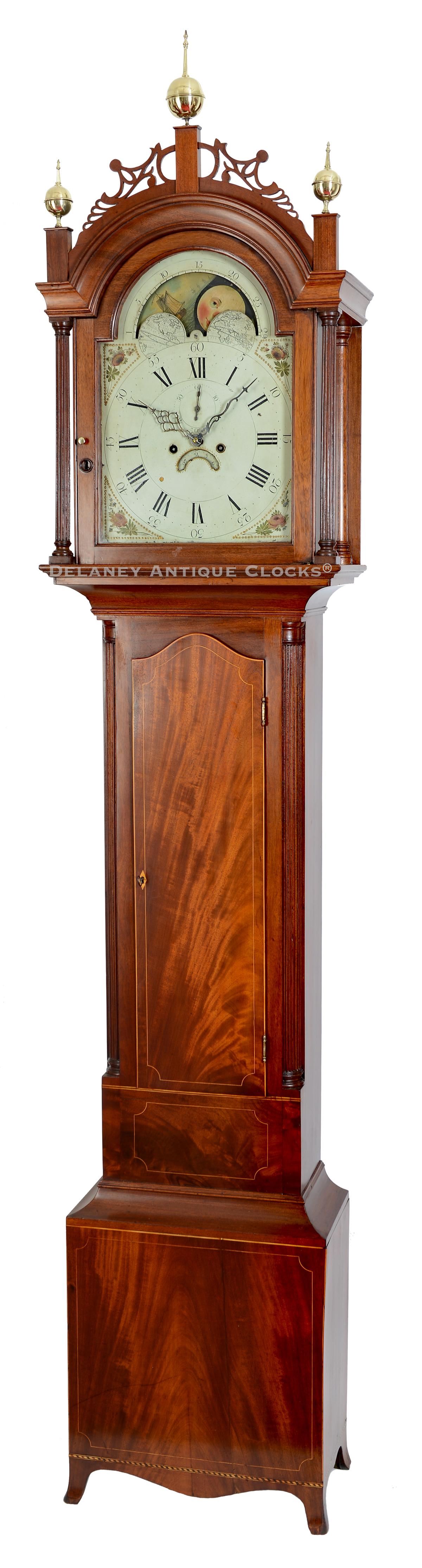 Sibley & Marble of New Haven, Connecticut. An inalid mahogany cased grandfather tall clock. 219133.