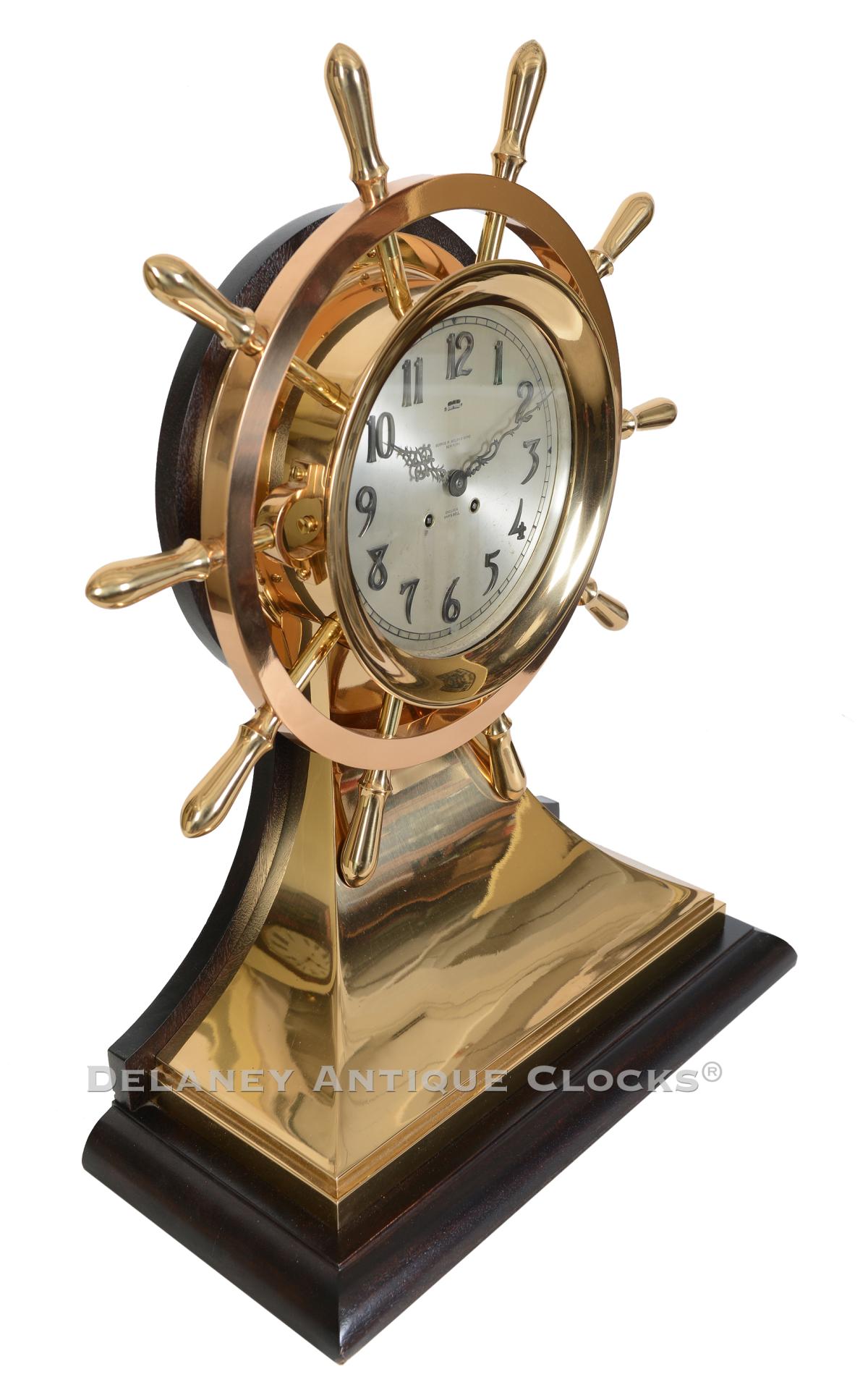 Chelsea Yacht Wheel Ship's Bell Mantel Clock with Special 8.5 inch dial. 224113.