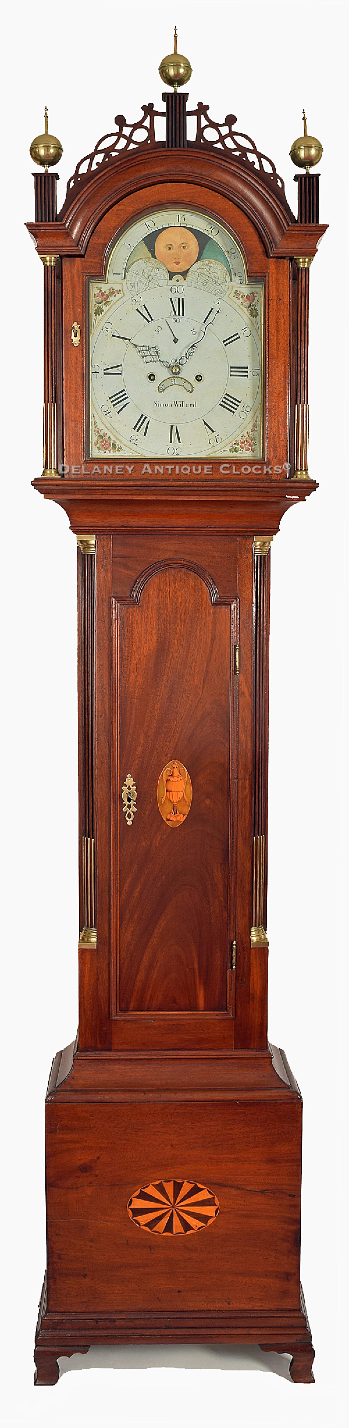 Simon Willard inlaid mahogany case tall clock. YY-1.