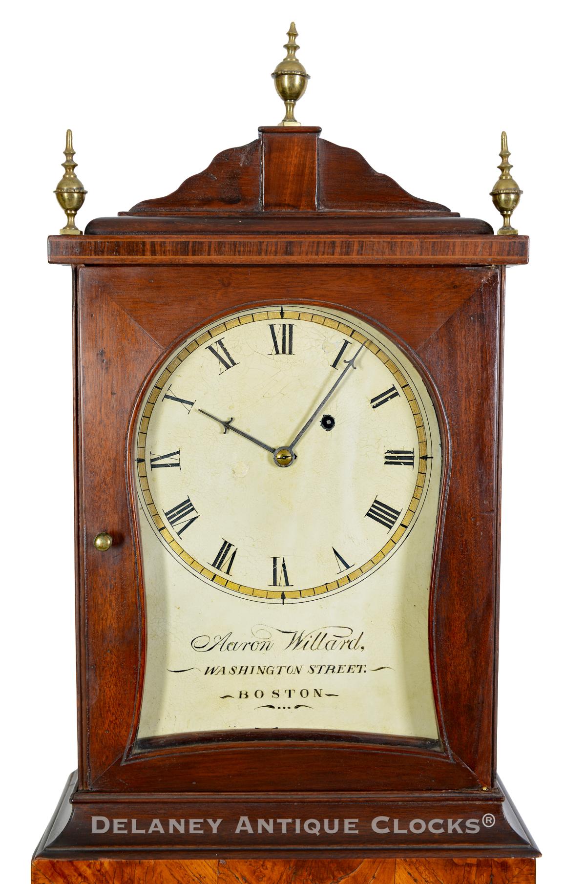 Aaron Willard shelf clock signed Washington Street. DDD-36.