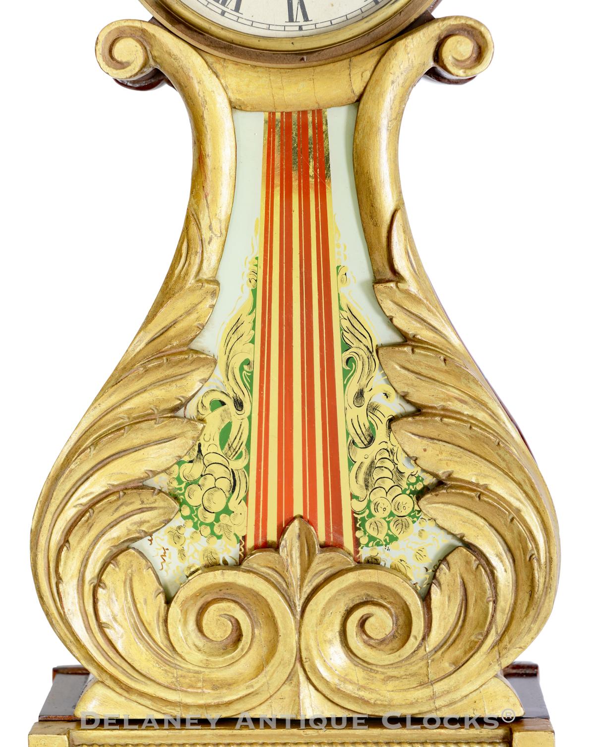 A Lyre Wall Clock middle glass. Boston origin. 224121.