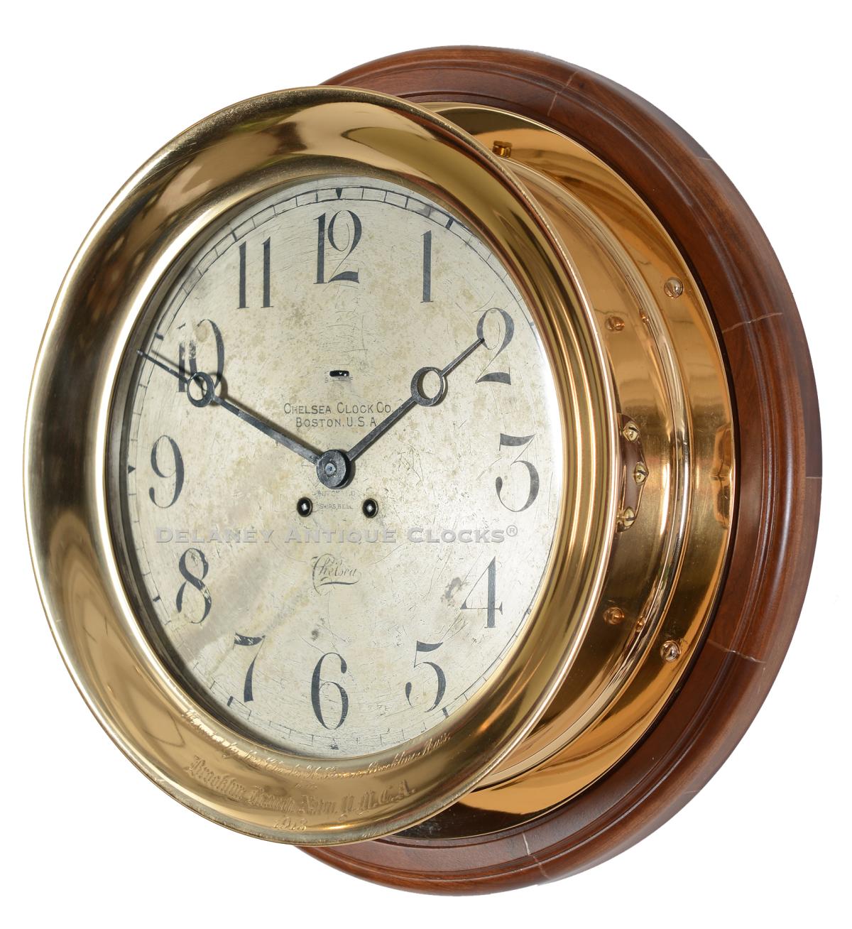 Chelsea's 12-inch Automatic Ship's Bell clock in rose brass. 224137.