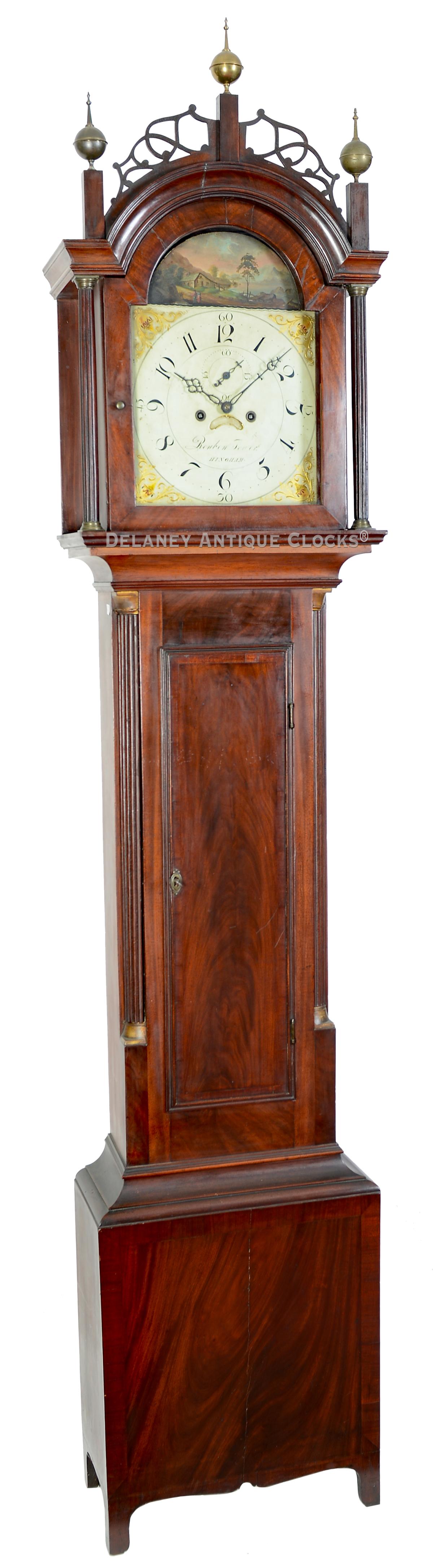  Reuben Tower grandfather clock. The case is attributed to Weymouth cabinetmaker Abiel White. XXSL-76.