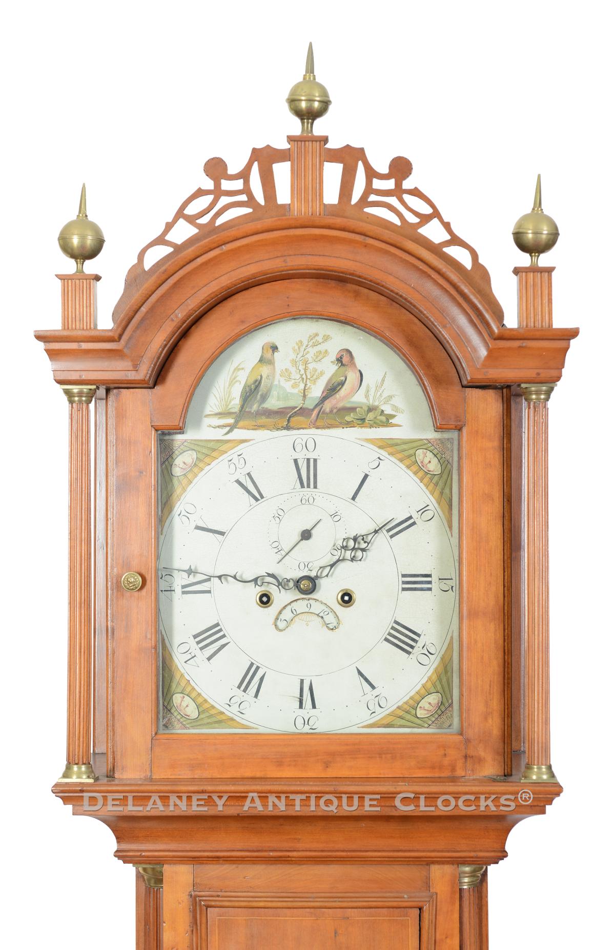 Tall Case Clock of Eastern Conn origin. Possibly made by Jordan Post in Lanesboro, MA. PP-165. Delaney Antique Clocks.