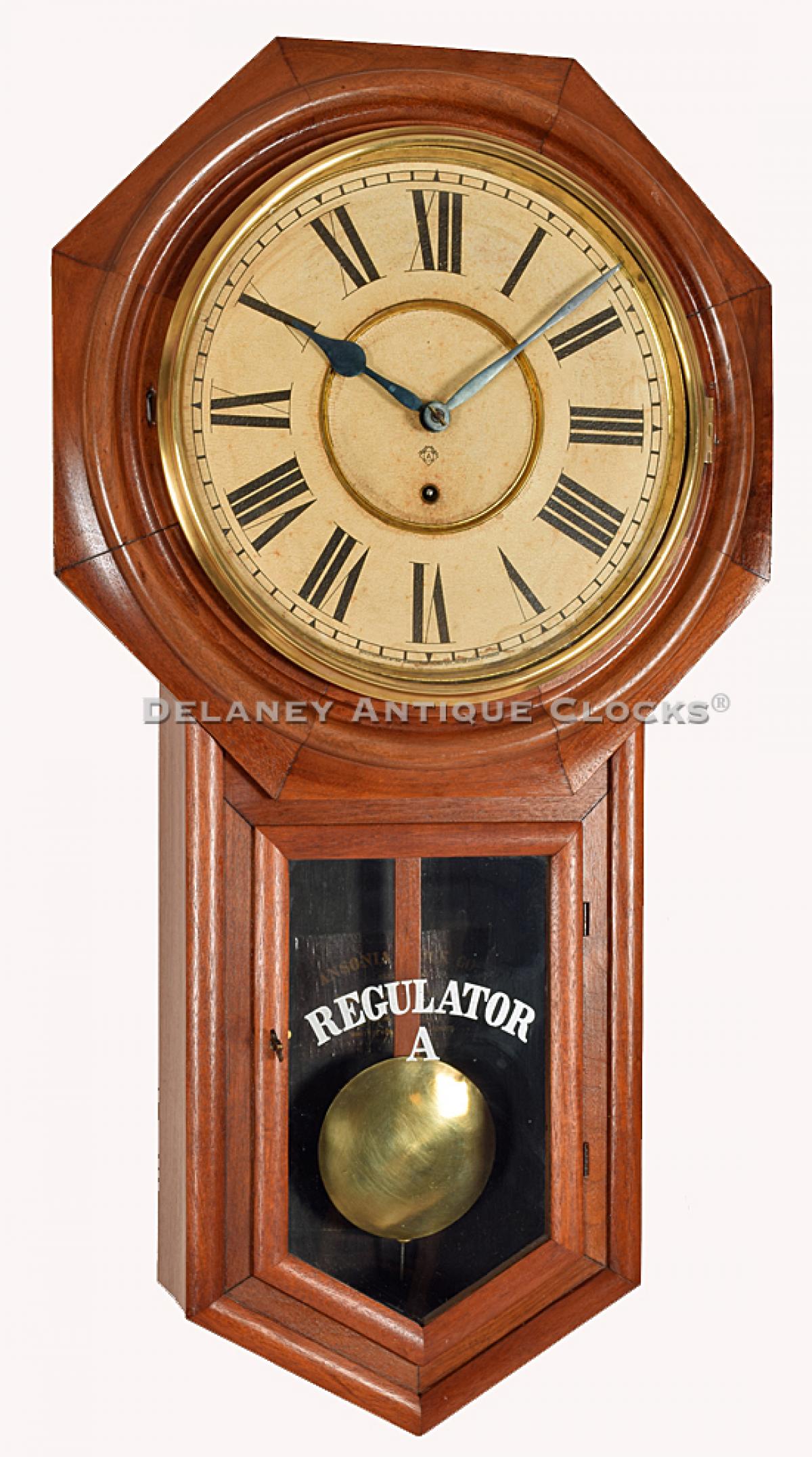Ansonia Clock Co. The REGULATOR A. Long drop school clock. A wall