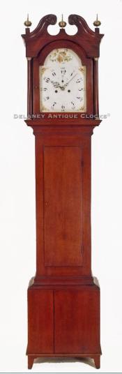 Unsigned cherry cased tall clock of New Hampshire origin. Grandfather clock. 27257. Delaney Antique Clocks.