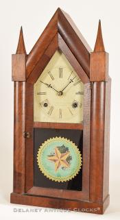 Brewster & Ingrahams steeple clock. JJ-143. Delaney Antique Clocks.