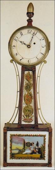 Lemuel Curtis Wall Timepiece or Banjo Clock. Concord, Massachusetts. OO-59. Delaney Antique Clocks.