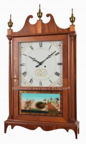 Elmer Stennes Pillar and Scroll clock. 222052. Delaney Antique Clocks.