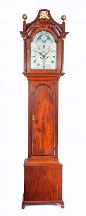 John Rogers grandfather clock. TT59. Delaney Antique Clocks.