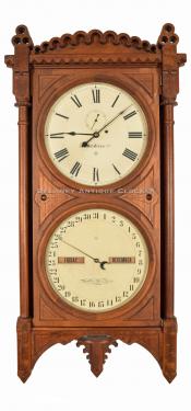 Seth Thomas Office Calendar No. 5 double-dial calendar clock. 221137. Delaney Antique Clocks.