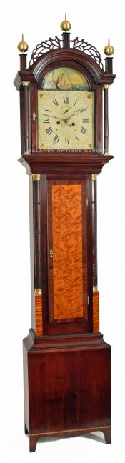 Benjamin Swan. An Augusta, Maine grandfather clock featuring a Rocking ship automated dial. 222041. Delaney Antique Clocks.