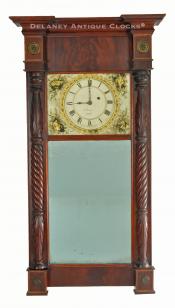 Edmund Currier of Salem, Massachusetts. An outstanding mahogany cased mirror clock. UU-33.