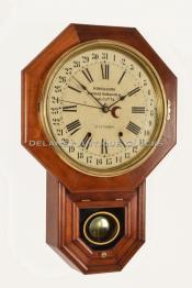 Seth Thomas 12 Inch Drop Octagon. Mahogany case. Time Strike & Calendar. Dated 1910. This example has it all. 217017.