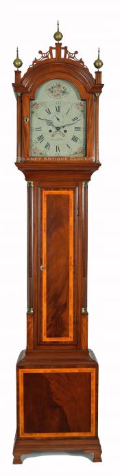 Simon Willard of Roxbury, Massachusetts. An attractive cross-banded mahogany-cased tall clock. 222119.