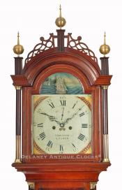 Elnathan Taber of Roxbury, Massachusetts. Grandfather clock featuring a rocking ship automated dial. TT-137.