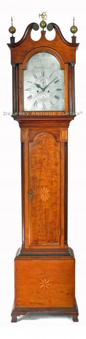 Eleazer Baker of Ashford, Connecticut. An Inlaid cherry case tall clock that is dated "1790" and numbered "12."  UU107.