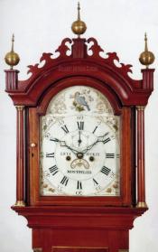 Levi Pitkin of Montpelier, Vermont. An inlaid cherry case grandfather clock. 215046. Delaney Antique Clocks.