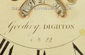 Joseph Gooding of Dighton, Mass. Tall clock dial Numbered 22. 220045. Delaney Antique Clocks.