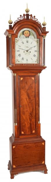 Stephen Taber. Roxbury grandfather clock. 222086. Delaney Antique Clocks.