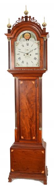  Stephen Taber tall clock. 222086. Delaney Antique Clocks.