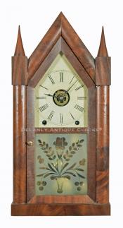 Brewster & Ingrahams of Bristol, Connecticut. U.S. 8-day Steeple Clock. Time, Strike, and Alarm. 222129. Delaney Antique Clocks.