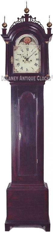 Stephen Hasham of Charlestown, New Hampshire. An inlaid cherry case tall clock. 28039.