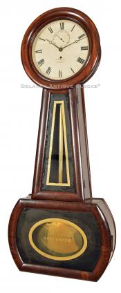 Belding D. (B.D.) Bingham Nashua, New Hampshire. A wall regulator banjo clock. CCC-60. Delaney Antique Clocks.