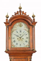 David Wood of Newburyport, MA. Grandfather clock featuring dog-style frets. II-163. Delaney Antique Clocks.