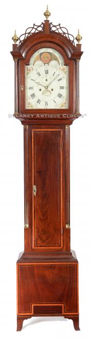 Stephen Taber of New Bedford, Massachusetts. An Inlaid mahogany case tall clock. VV-130.