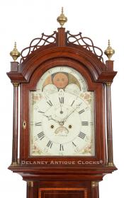 Stephen Taber of New Bedford, Massachusetts. An Inlaid mahogany case tall clock. VV-130. Delaney Antique Clocks.